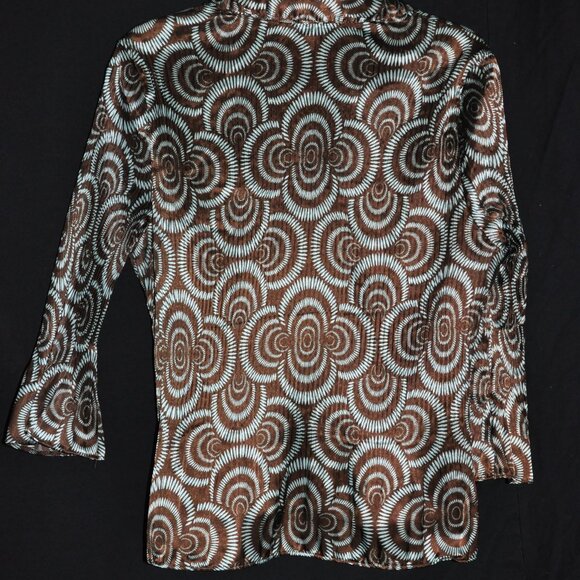 Sere Nade New York Brown and Blue Button Down Light Weight Blouse XL - Picture 2 of 5